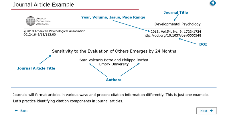 Example of apa journal shop citation